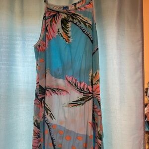 Tropical Print Sleeveless Dress